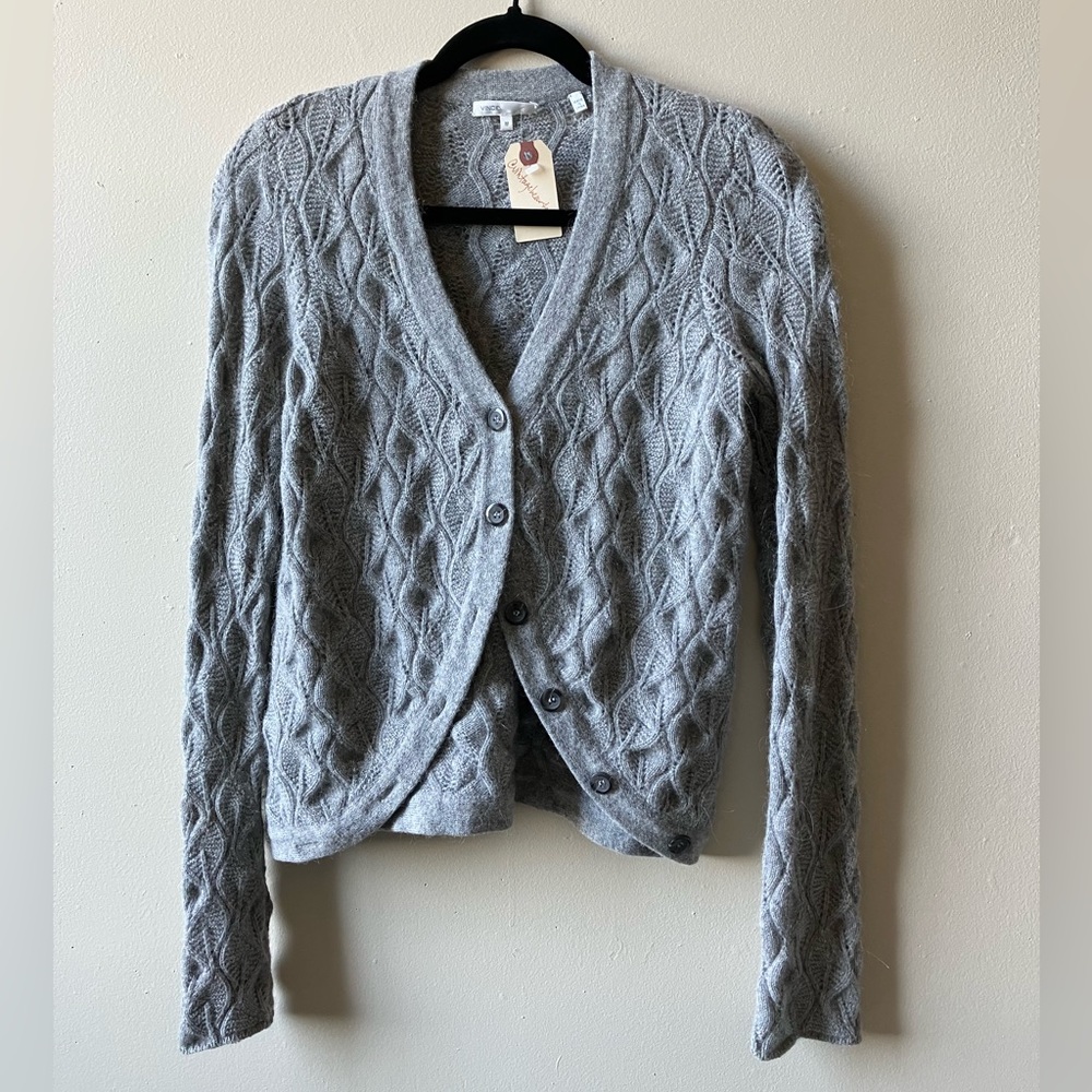 Vince Women's Gray Knit Cardigan - Merino Wool, Superfine Alpaca